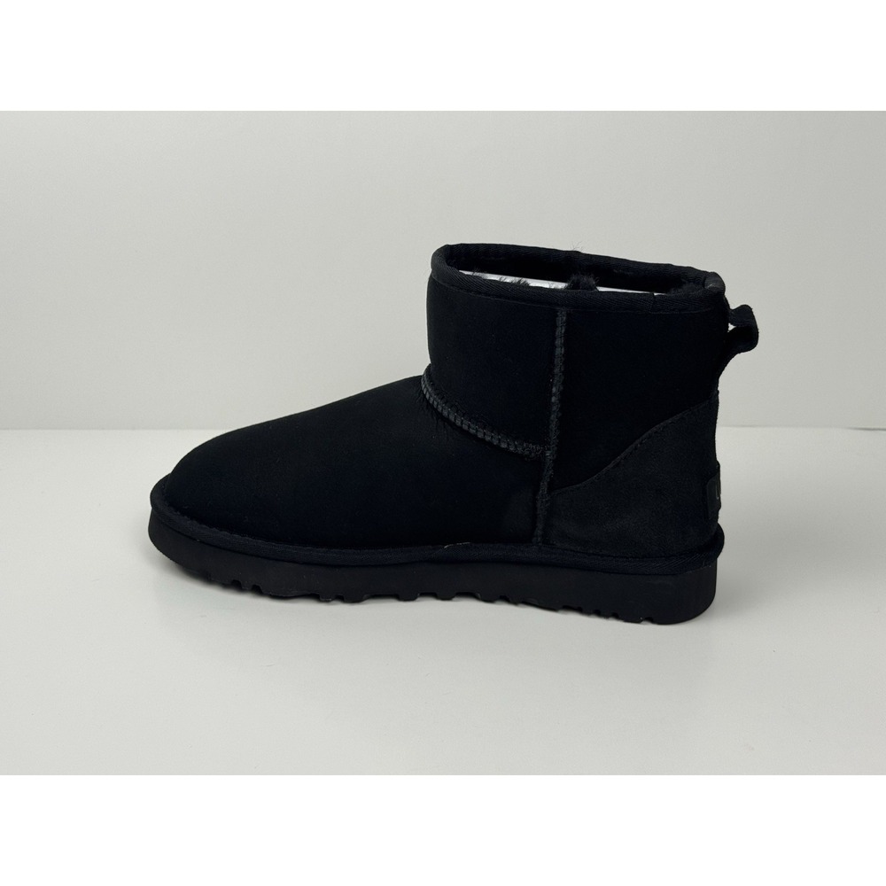 UGG Classic Mini II Ankle Boots Women's Size 8 Sheepskin Suede/Shearling Black - Picture 5 of 7